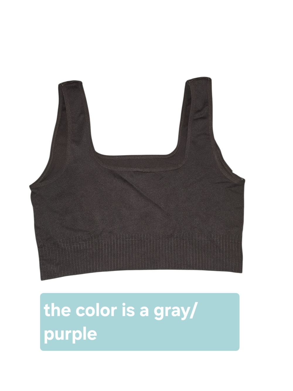 Uniqlo Ribbed Crop Tank Top Sports Bra in Gray